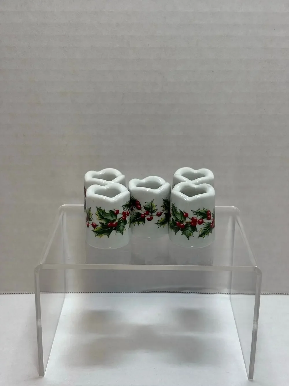 Vintage West Germany Funny Designs Mini Candle Holders Winter Holly Design